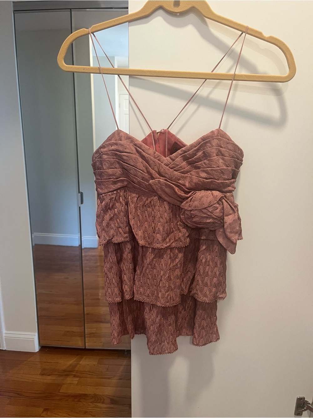 Missoni Orange Label Runway Pink Tiered Ruffle Classic Crochet Knit Top
